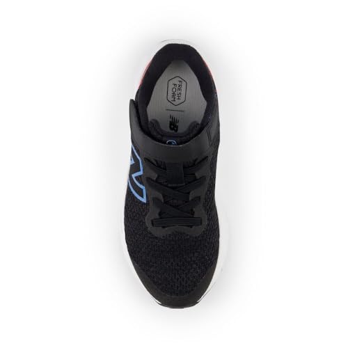 Image of New Balance Kid's Fresh Foam Arishi V4 Bungee Lace with Top Strap Running Shoe, Black /Azure /Blast Red, 13 XW Little Kid