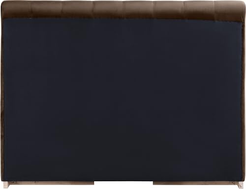 Image of Meridian Furniture AmaraBrown-Q Collection Modern | Contemporary Queen Bed, Ultra Luxe Brown 460 GSM Velvet, Natural Finish, Solid Wood Base and Inner Frame, 66.5 inch W x 99 inch D x 51 inch H, Brown, Queen