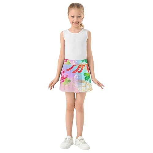 Girls' Shorts Athletic Skorts Kids Tennis Skirts Dance Girl Skort Traditional Japanese Floral Motifs 3t3