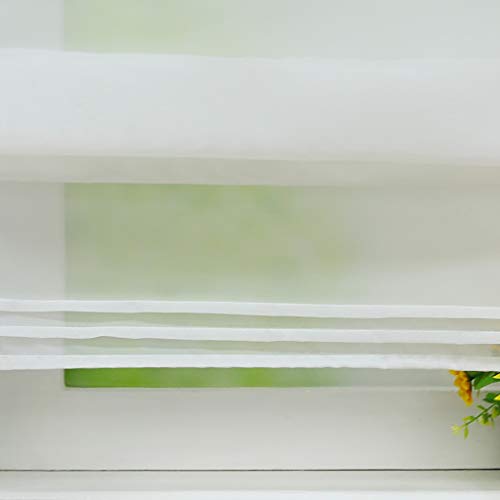 Solid Color Roman Shades Tab Top Window Treatment Adjustable Windows Curtain For Kitchen Bedroom, 1Pc(White, W55 X H61 Inch) #TOP2