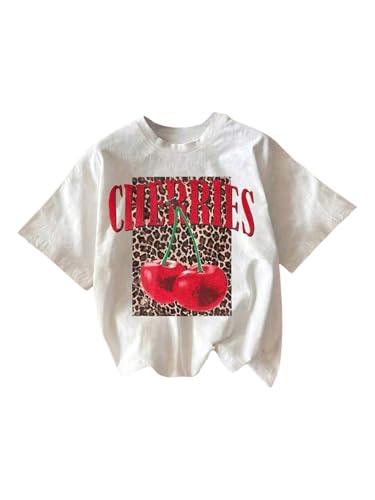 COZYEASE Women's Plus Size Graphic Tees Leopard Cherry Y2K T Shirt Crew Neck Short Sleeve Summer Tops