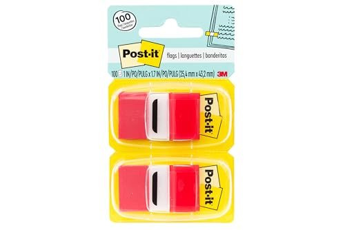 Post-it Flags Value Pack, 50/Dispenser, 12 Dispensers/Pack, 1 in Wide, Red (680-RD12)