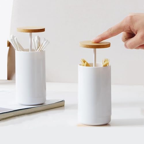 FemKey Boîte à cotons-tiges, distributeur de cotons-tiges avec verrouillage automatique, ensemble d'organisateur de maquillage avec couvercle pour toilette,...