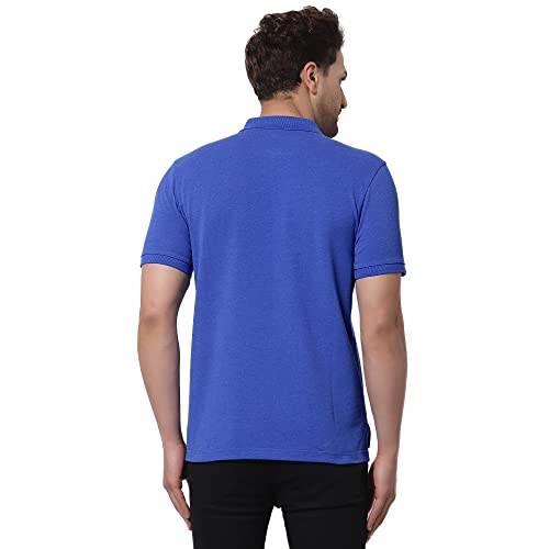Image of Red Tape Men Blue Melange Solid T-Shirt