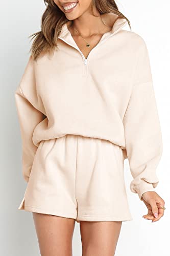 Image of AUTOMET Women's Oversized 2 Piece Lounge Matching Sets Half Zip Sweatshirts Sweatsuit