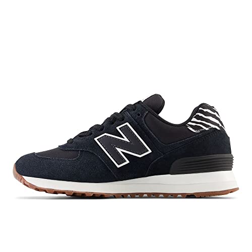 Image of New Balance Women's 574 V2 Animal Print Sneaker, Black /White /Phantom, 10.5 M
