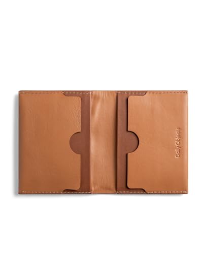 Image of DailyObjects Tan Even Bi-Fold Card Wallet | Men | Premium Design | Full-Grain Leather | Gents Wallet Branded | Handcrafted | Guys| Card Holder | Dedicated Sleeve| 4 Card Slots| Dual-Tone Colourways
