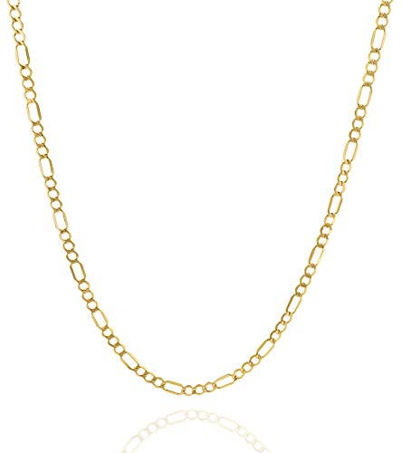 Jewelry Atelier Gold Chain Necklace Collection - 14K Solid Yellow Gold Filled Figaro Chain Necklaces for Women and Men with Different Sizes (2.8mm, 3.7mm, 4.7mm, 5.6mm)
