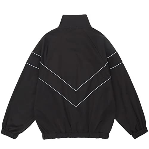 Men Streetwear Reflective Striped Track Jacket Coat Zipper Up Windbreaker2