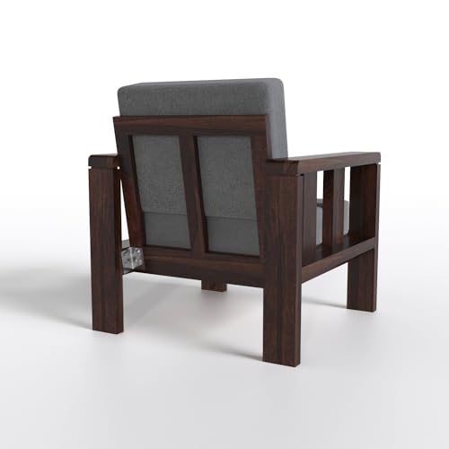 Image of Sheesham Wooden Sofa 1 Seater Sofa Set for Living Room and Home Furniture, Single Seater Sofa Wooden in Walnut Finish