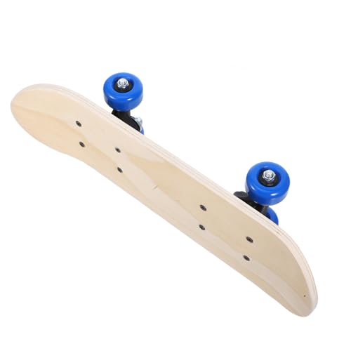 IMUSINICE Tabla de Skate Infantil para Pintar, Doble Cara, 43 Cm X 12.5 Cm, Madera de Arce 7 Capas, Ruedas Azules, Tabla de Longboard en Blanco para Manualidades y Decoración