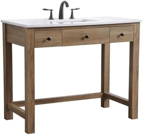 Elegant Kitchen and Bath Hudson 42" Solid Wood Bathroom Vanity in Natural Oak
