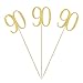 Gold Glitter 90th Birthday Centerpiece Sticks, 12-Pack Number 90 Table Topper Anniversary Party Decorations
