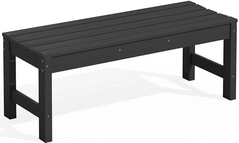 SERWALL 47 Inches Backless Outdoor Bench for 2-Person, Black