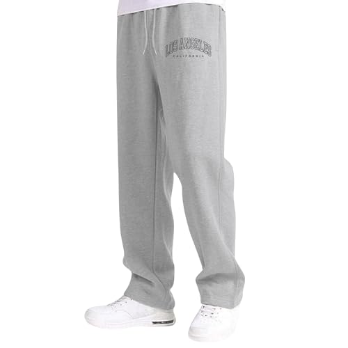 Boys Baggy Sweatpants City Letter Print Casual Open Bottoms Trackpants with Pockets Straight Leg Active Jogger Trousers 4-13Y