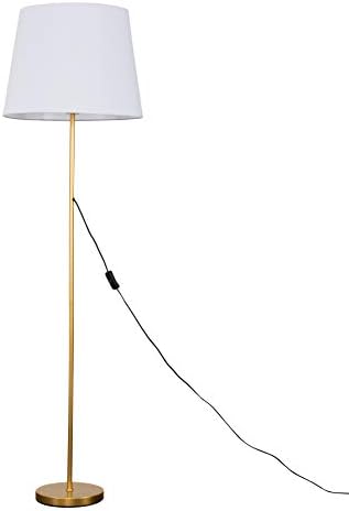 MiniSun Modern Gold Metal Standard Floor Lamp with a Beige Tapered Shade