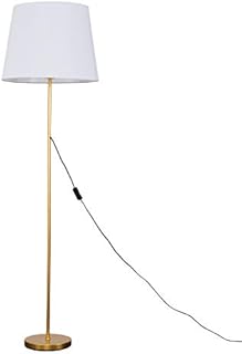 MiniSun Modern Gold Metal Standard Floor Lamp with a Beige Tapered Shade