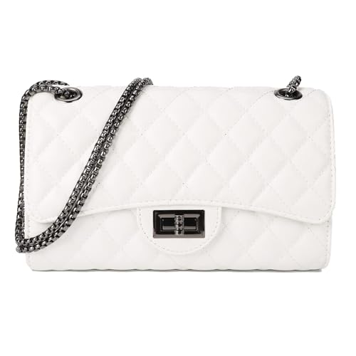 Image of Gladdon Quilted Crossbody Purse for Women Trendy Shoulder Bags | Stylish Shoulder Purse,Quilted Pattern,Structured bag,Chain Strap,Spacious Enough,Casual and Dressy Outfits,Any Occasion