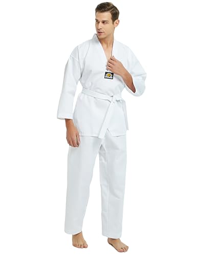 Image of TopTie V-Neck Taekwondo Uniform for Kids Adults, TKD Dobok Uniform Martial Arts Uniform with Belt