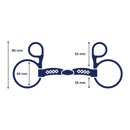 Cavalon Baucher Broca de Snaffle coberta de couro losango (14 cm)