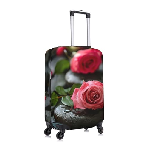 Spa Stone And Rose Flowers Print Washable Luggage Cover Fashion Suitcase Protector Cover Fits 18-32 Inch Luggage3