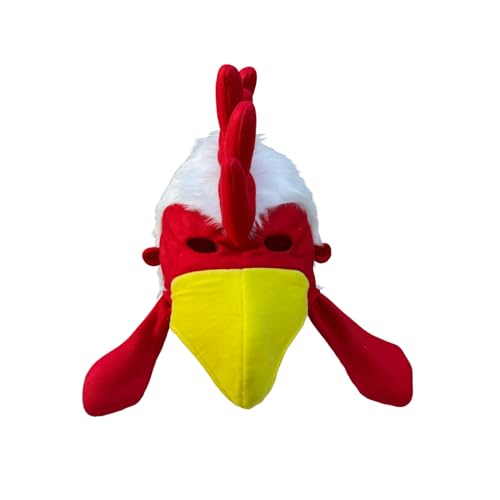 EverJoy Party Chicken Plush Hat and Mask Combo Hilarious Bird Costume Accessory for Halloween Cosplay and Themed Events