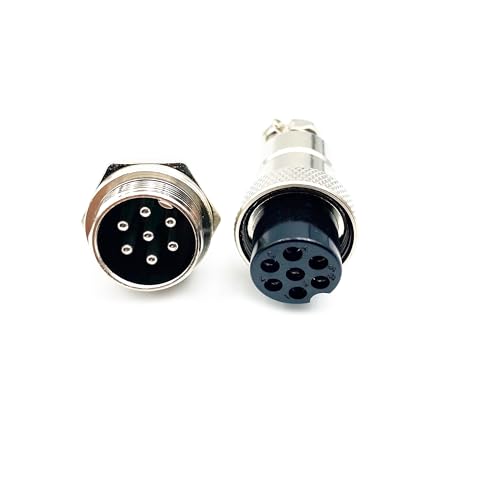 Conector aviación GX20 7 pines macho y hembra metálico miniatura 3