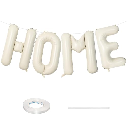 40 Inch Beige HOME Balloon for Housewarming Party Decorations Large Cream New Home Welcome Balloon Letter Banner White Sand Real Estate Balloons Sign for Sweet House Warming Homecoming Party Decor