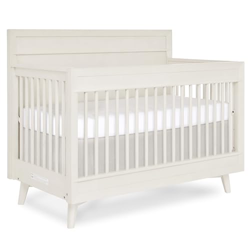 Image of Evolur Loft Antilia 4-in-1 Convertible Full-Size Baby Crib in Vanilla Bean, GreenGuard Gold & BSA, Converts to Toddler, Day & Full-Size Bed, 3 Mattress Heights Modern Scandinavian Design