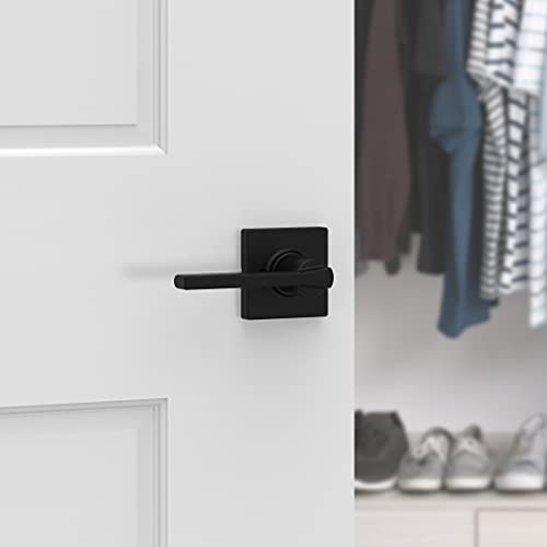 Image of Kwikset Casey Dummy-Door Handle,Single Sided Lever for Closets,French DoubleDoors,and Pantry,Matte Black Non-Turning Reversible Interior Push /Pull Lever, with Microban Protection (1 Count)(Pack of 2)