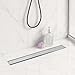 Linear Shower Drain 24 inch with 2-in-1 Flat & Tile Insert Cover - Brushed 304 Stainless Steel Shower Floor Drain - Linear Drain with Reversible Cover & Hair Catcher - Includes Cleaning Tools