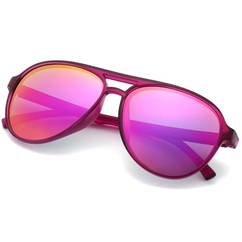 Image of Freckles Mark Classic Aviator Polarized Sunglasses for Men Women Double Bridge Retro 70s 80s Glasses Coloful Shades