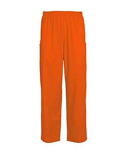 Men's Scrub Pants Full Elastic Waist Cargo Scrub Pant Orange