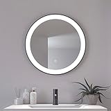 Loevschall Libra Ronde spiegel met verlichting, led-spiegel met aanraakschakelaar, 60 cm, verstelbare badkamerspiegel met verlichting, wandspiegel met verlichting