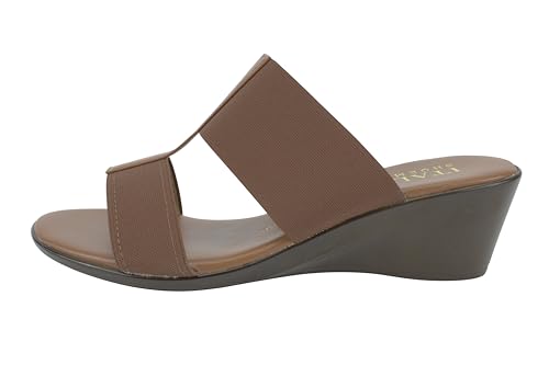 Image of ITALIAN Shoemakers Women's Sadey Stretch Fabric Elastic H Strap Dress Comfort Wedge Sandals