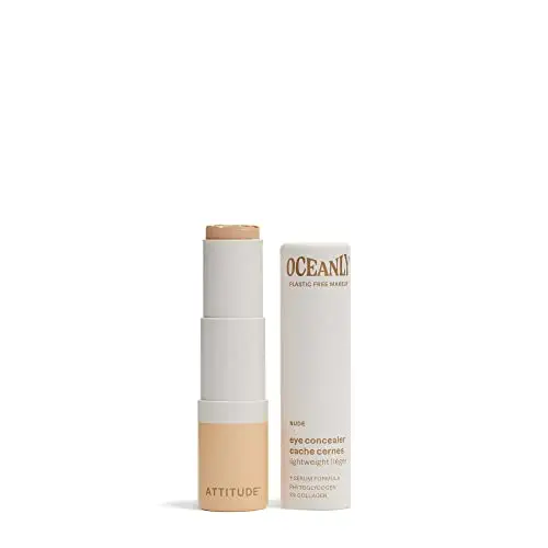 ATTITUDE Oceanly Plastic-Free Light Coverage Under Eye Concealer Stick, Titanium Dioxide-Free, EWG Verified, Vegan &amp; Cruelty-free Makeup, Nude, 0.2 Ounces