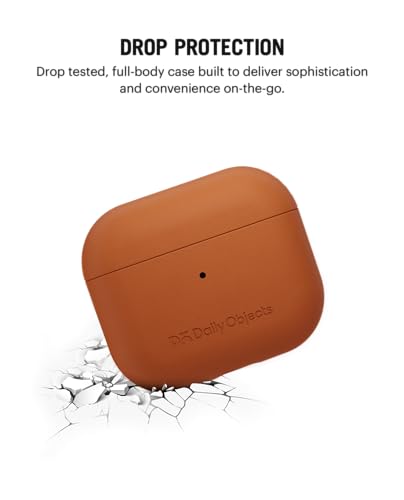 Image of Dailyobject Leatherite AirPods Case Cover Compatible with Apple AirPods 4 | Durable Leatherite Material | Shock Resistant & Lightweight | Compatible Wireless Charging | Stylish Design - (Tan)