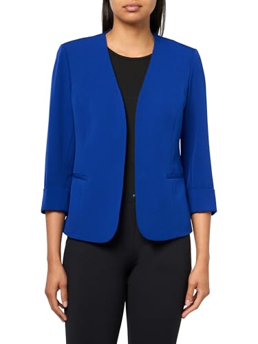 Image of Kasper Women's Women's Stretch Crepe Blazer - Cardigan-Style with Rolled Cuff Sleeves
