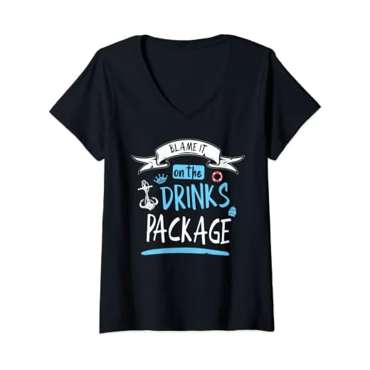 Womens Funny Blame It On The Drink Package Matching Cruise Ship V-Neck T-Shirt