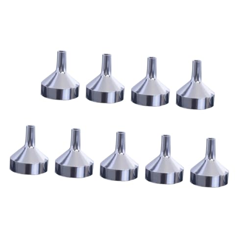 SAFIGLE 9 piezas Embudo Metálico Portátil para Trasvasar Perfumes y Aceites Esenciales Mini Embudos Multiusos Resistentes y Fáciles de Limpiar para Rellenar Botellas Pequeñas