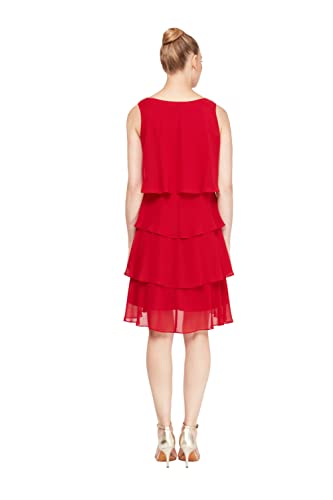 Image of S.L. Fashions Womens Tiered Cocktail Party Dress, Wedding Guest Gown (Petite and Regular Sizes)