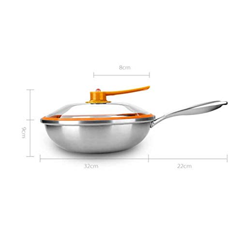Wok de acero inoxidable con mango auxiliar y tapa miniatura 2