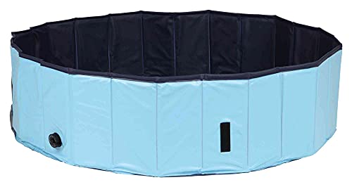 TRIXIE Hundepool 70 × 12 cm in blau/grau- faltbares Hundeplanschbecken mit rutschfestem Boden & robuster Wandkonstruktion ohne Aufpumpen -39480