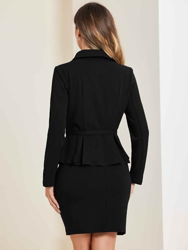 Allegra K Two Pieces Suits for Women's Business Peplum Blazer Jacket Mini Pencil Skirt Sets3