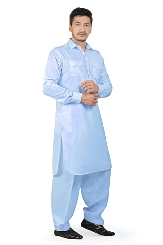 Image of K-ROYALS Full Pathani Suit for Mens /Cotton Blend Pathani kurta payjama set for mens