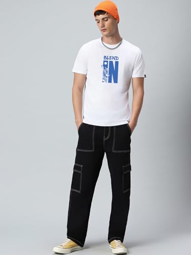 Image of Bewakoof Men's Graphic Print Regular Fit Half Sleeve Round Neck Pure Cotton T-Shirt