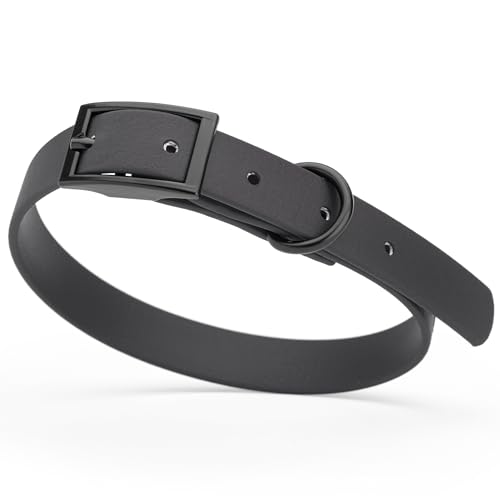 Image of Dogline Biothane Waterproof Dog Collar Strong Coated Nylon Webbing with Black Hardware Odor- Proof for Easy Care Easy to Clean High Performance Fits Small Medium or Large Dogs, Cherry Red