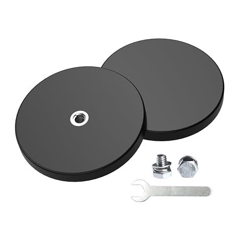 Magnetpro 2 pièces aimants caoutchoutés forts antidérapants, anti-rayures et anti-corrosion, force supérieure à 30 kg, avec un trou de filetage 1/4 