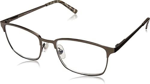 Foster Grant Men's Braydon Multifocus Rectangular Reading Glasses, Gunmetal/Transparent, 54 mm + 2.5 (1018252-250.COM)