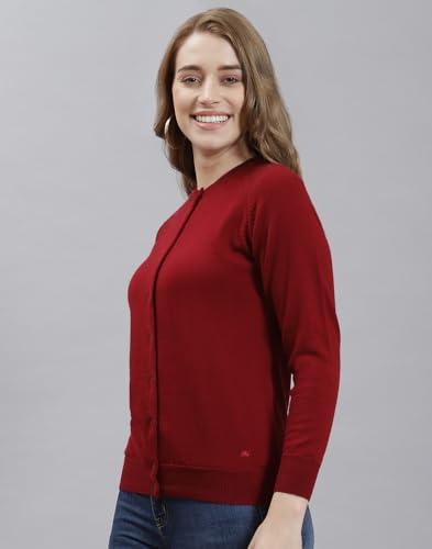 Image of Monte Carlo Women Regular Fit Full Sleeve Solid Round Neck Winter Cardigan (Pack of 1)